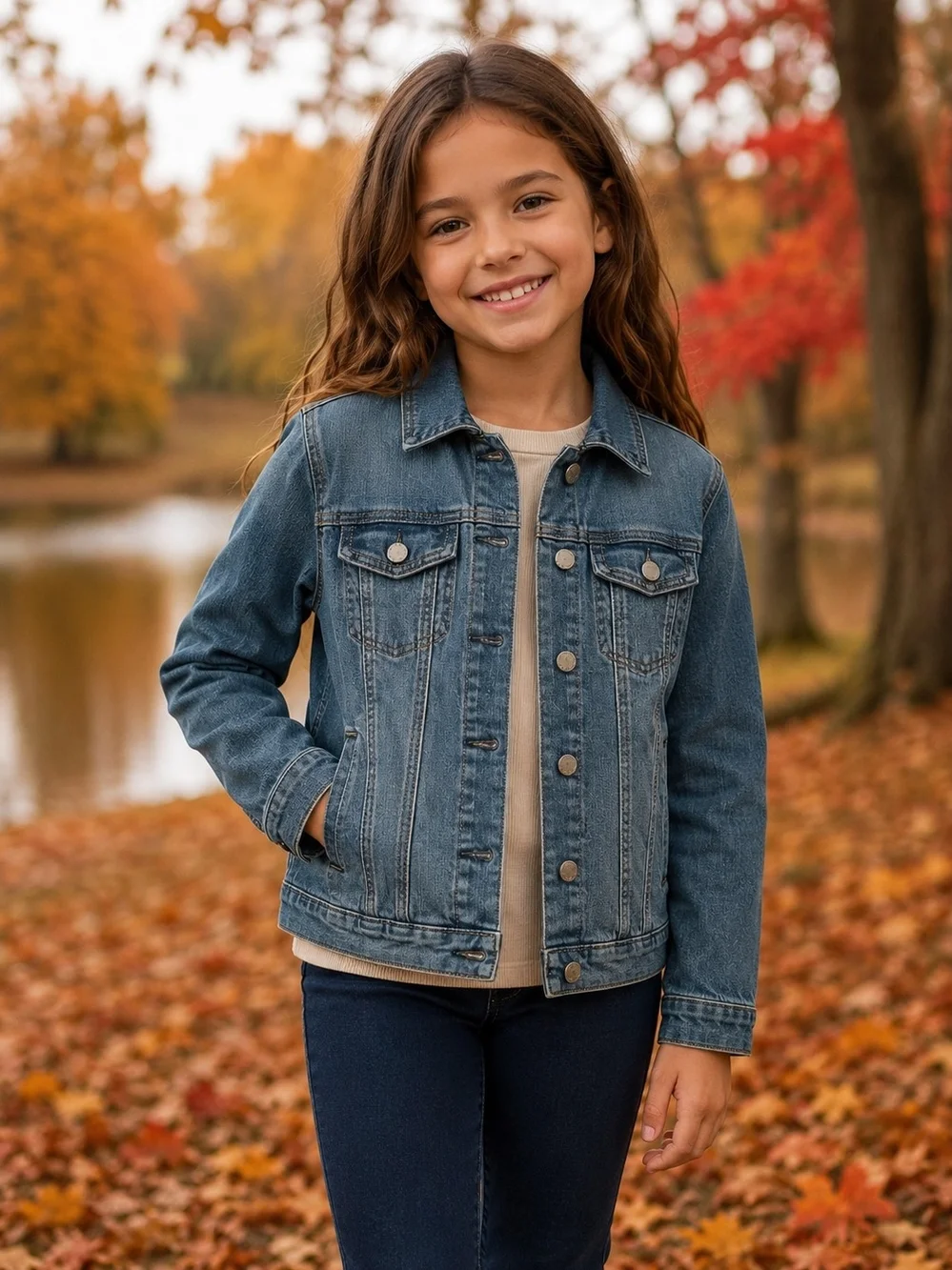 GAP Girls Blue Denim Jacket with Button Front